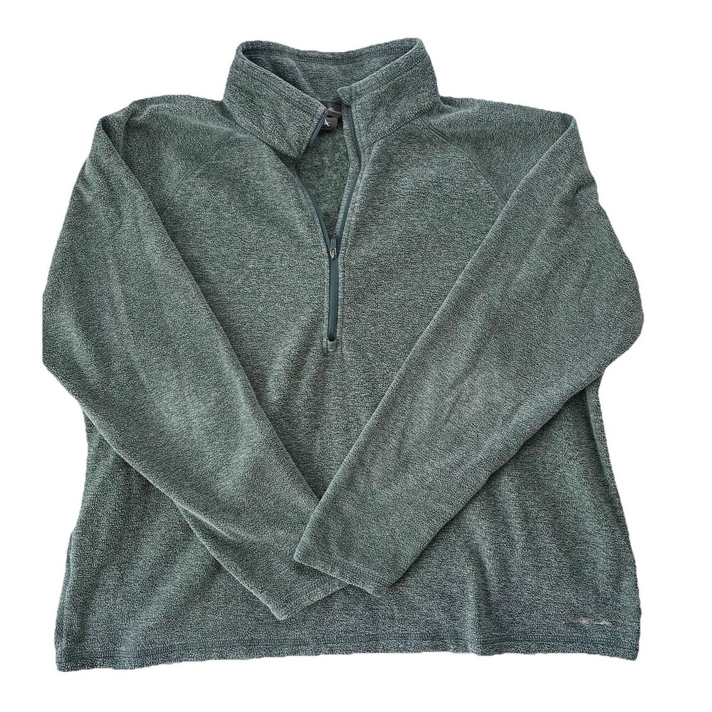 Eddie Bauer Quarter 1/4 Zip Fleece Pullover Womens 2X Plus Green Sweatshirt